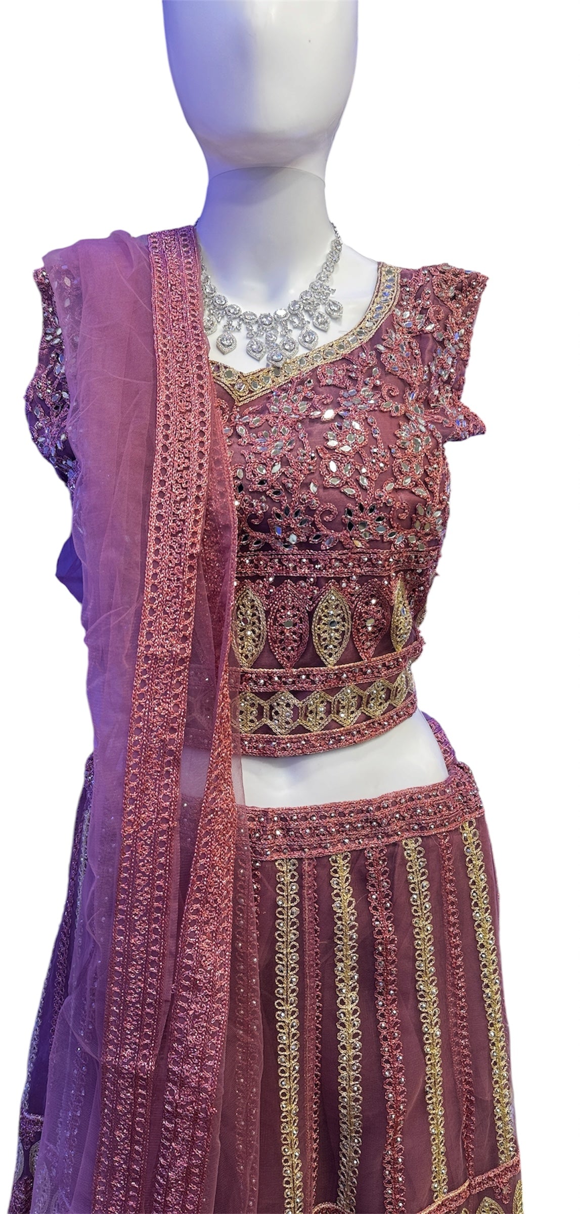 Beautiful Onion Pink Color Crepe Silk With Embroidery And Mirror Work Lehenga For Women