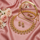 Traditional Choker Style Gold Plated Necklace With Earrings For Women