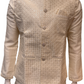 Pretty Cream Color Banglori Silk With Embroidery Work Kurta And Pajama With Koti Jacket For Men