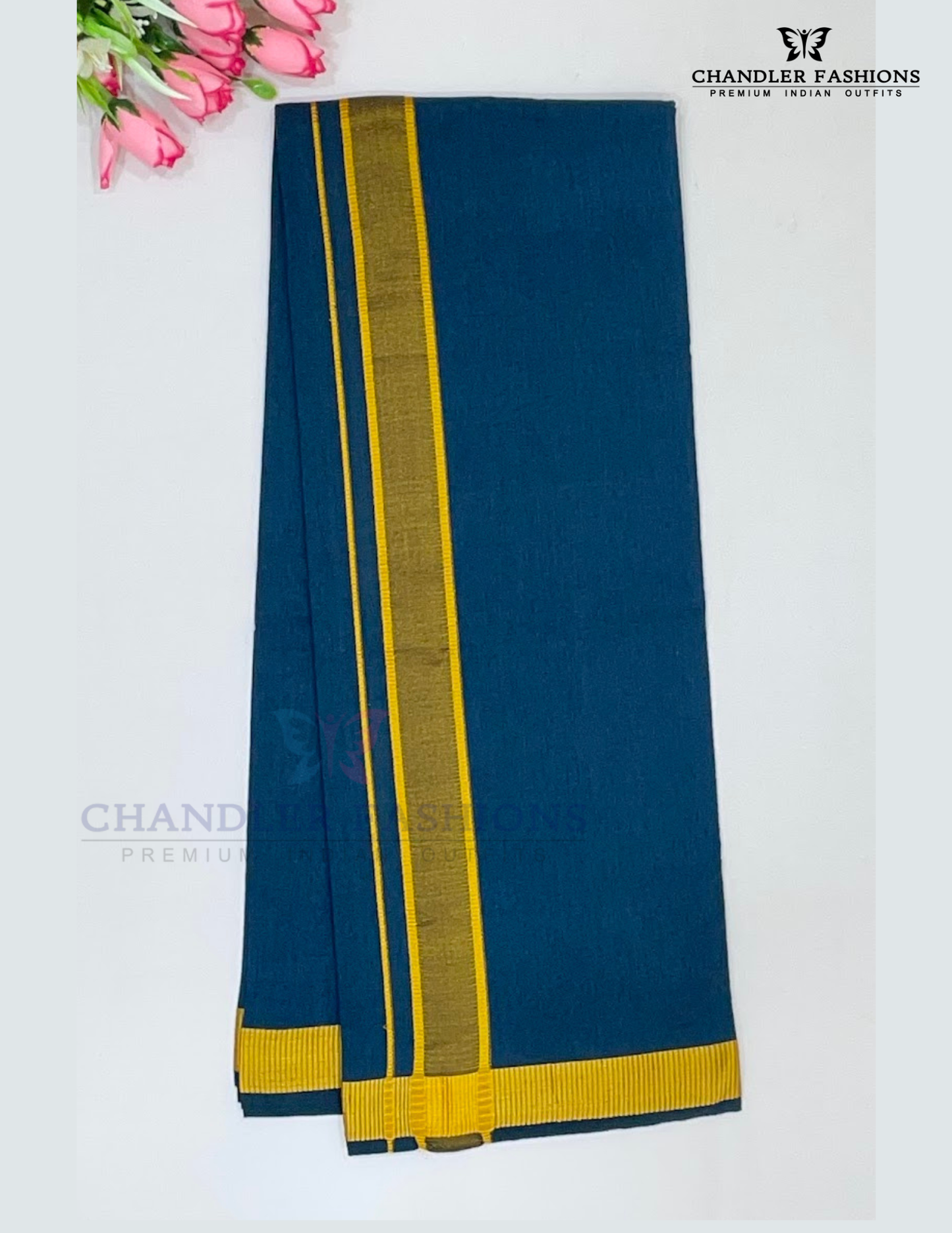 Appealing Men's Royal Blue Color Cotton Dhoti Near Me