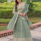 Pista Green Color Faux Georgette With Embroidery And Sequins Work Lehenga Choli In Chandler