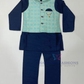 Amazing Blue Color Silk Cotton Kurta With Pajama Pant And Dhoti Style Pant For Boys