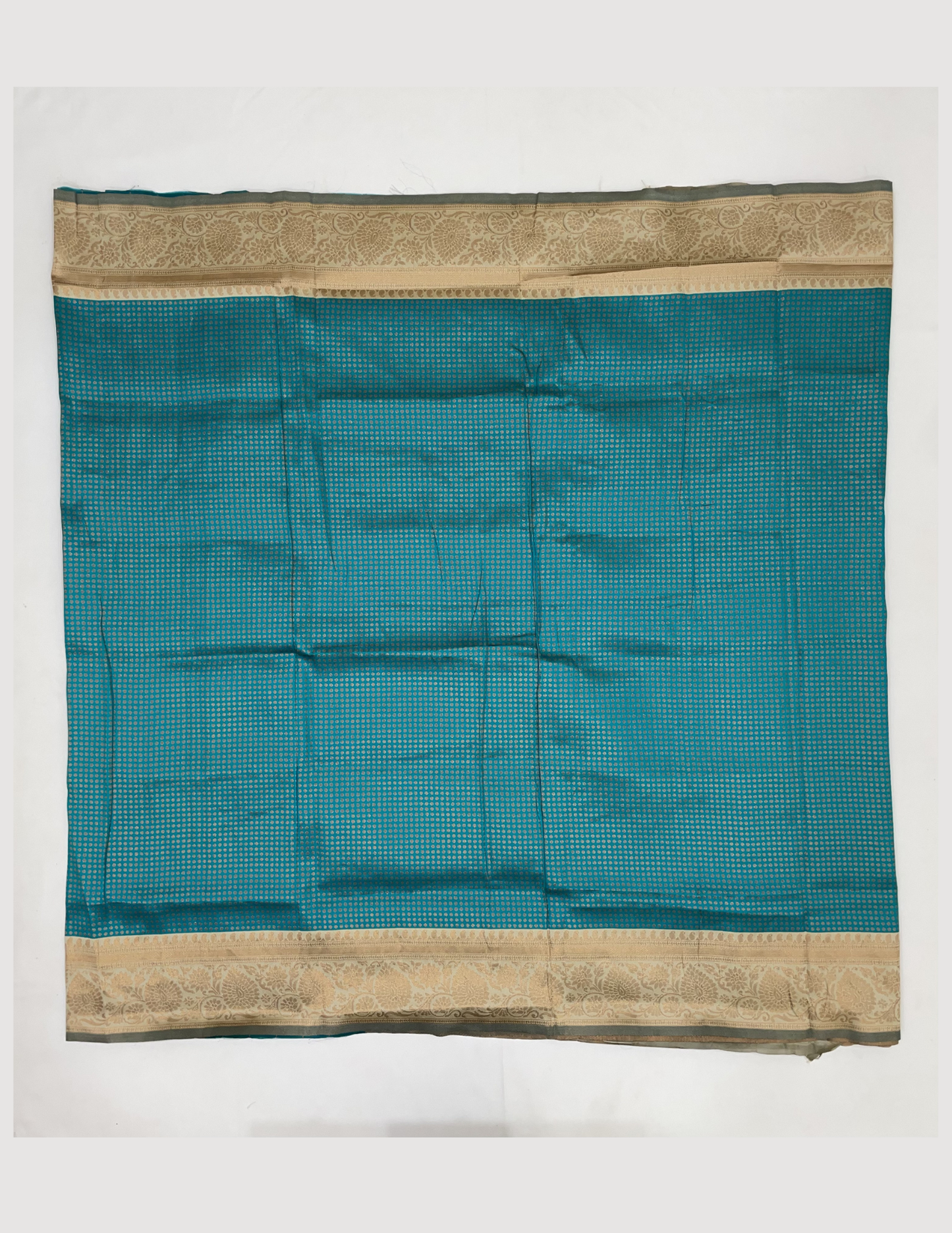 Attractive Rama Green Color Art Silk Saree With Golden Zari Work In Mesa