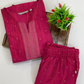 Dark Pink Color Rayon Kurti And Palozzo Suits In USA