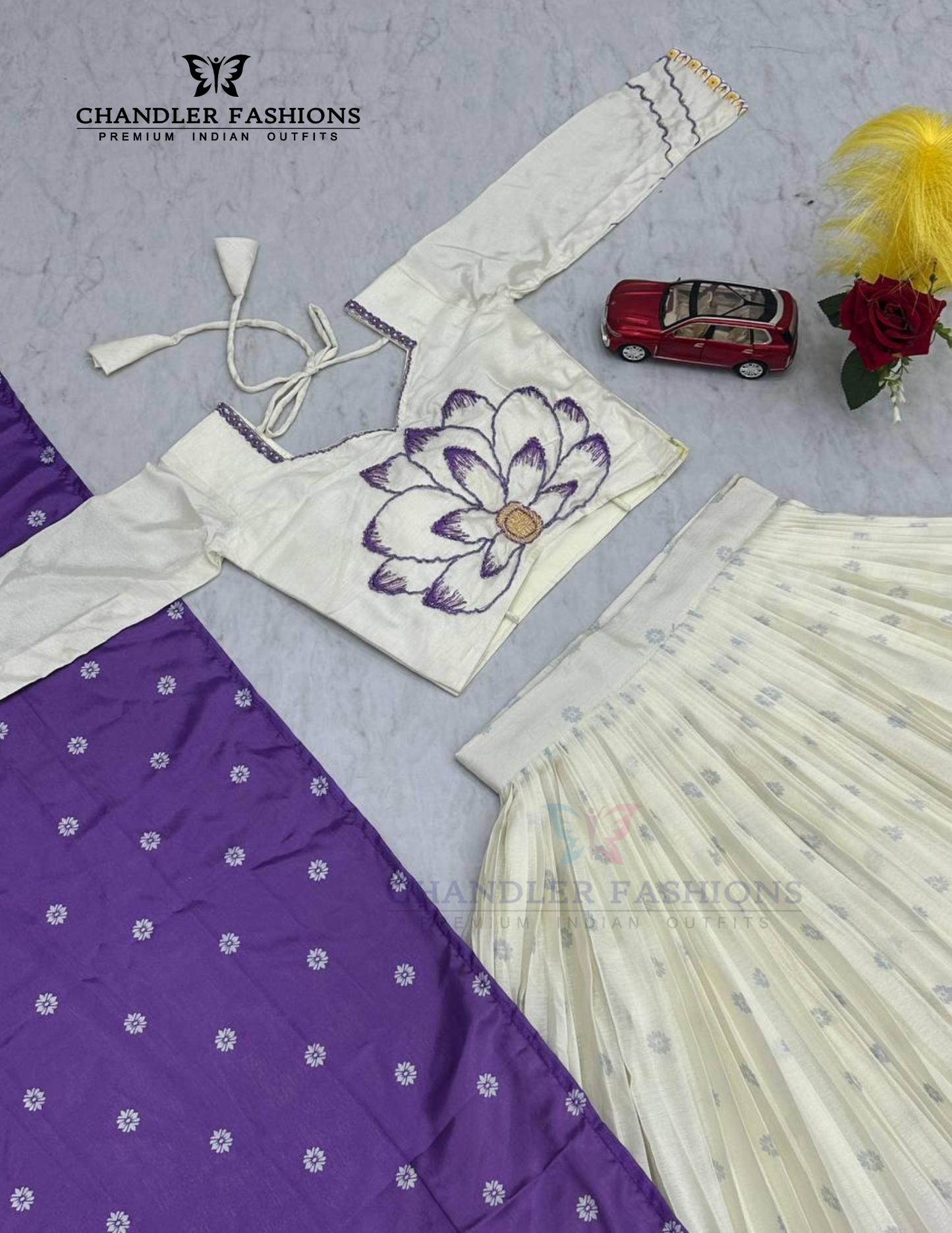 White And Violet Color Lehenga Choli With Printed Work In Surprise