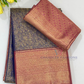 Appealing Blue Color Pure Kanchi Silk With Pink Color Pallu And Border Design And Gold Zari Work Saree For Women - SILKMARK CERTIFIED