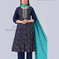 Fabulous Navy Blue Color Rayon With Embroidery And Sequins Work Salwar Suits