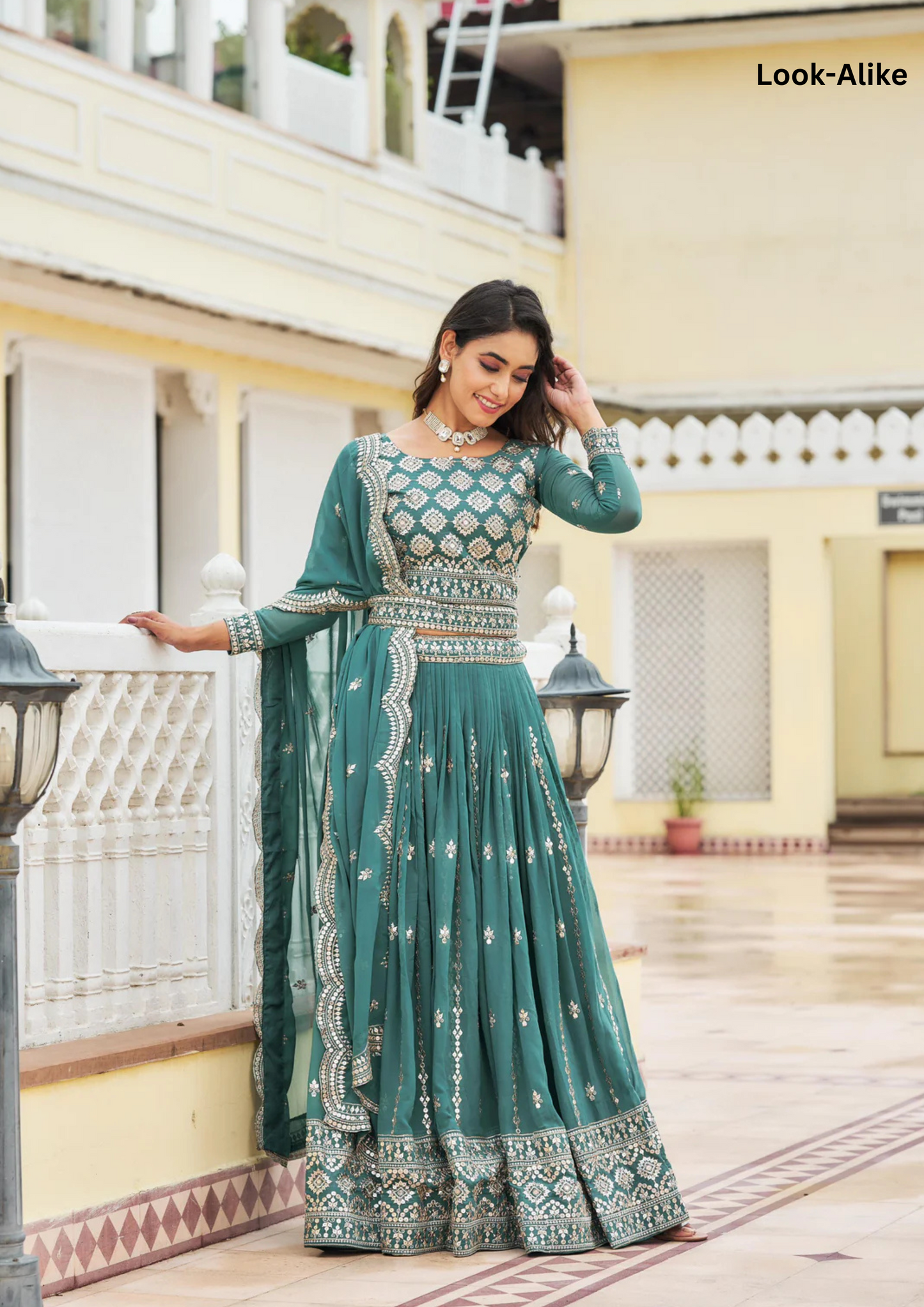 Amazing Teal Green Color Embroidery Sequins Work Lehenga Choli Near Me