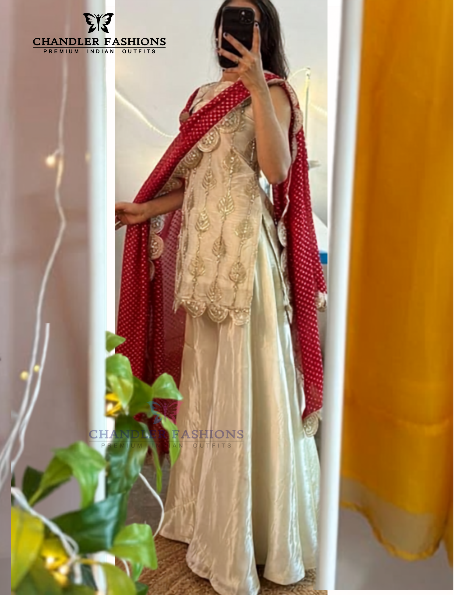 Off White Color Chinon With Embroidery And Sequins Work Palazzo Suits With Dupatta Near Me