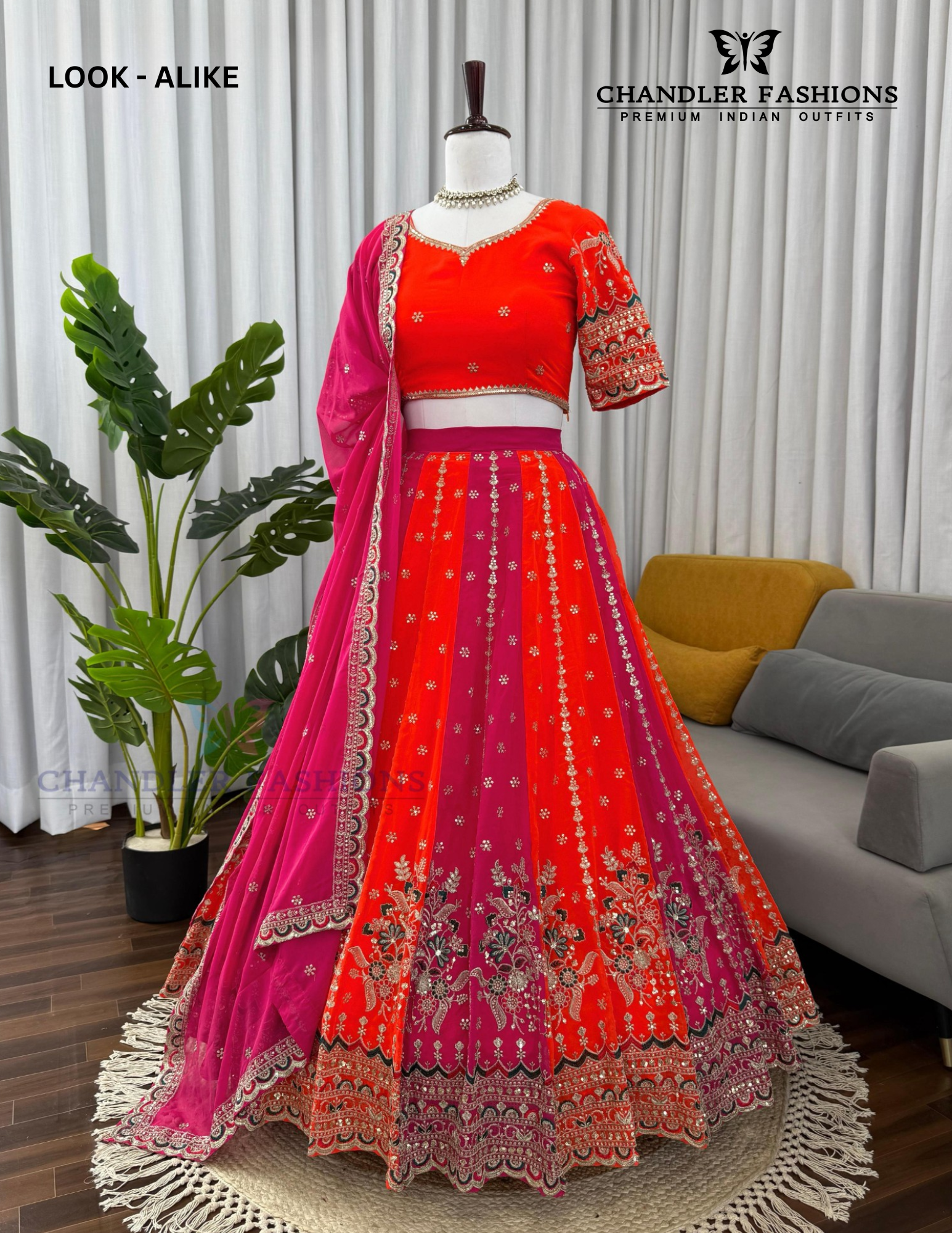 Charming Orange Color Lehenga With Thread And Sequins Work For Women