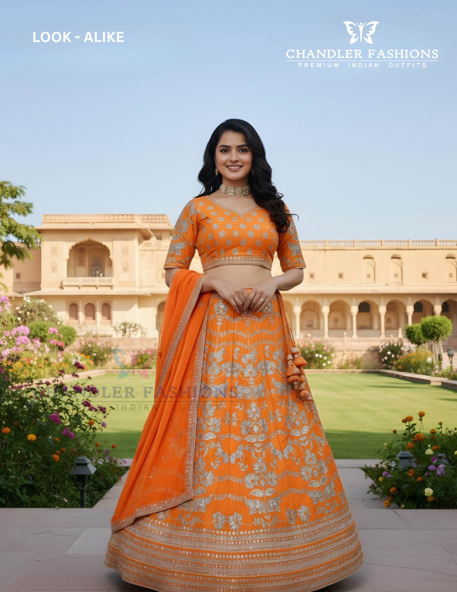 Attractive Orange Color Sequins And Zari Embroidery Work Lehenga For Women