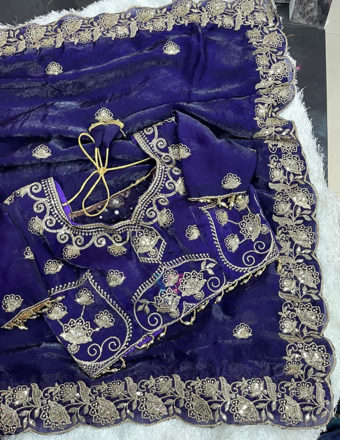 Satin With Embroidery Work Saree In Yuma