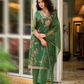 Alluring Green Color Organza Kurti With Embroidery work With Organza Dupatta