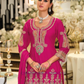 Pink Color Chinon With Embroidery Work Palazzo Suits And Dupatta In USA