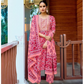 Beautiful Pink Color Cotton Printed Embroidery Work Salwar Suits With Dupatta Set