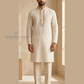 Charming White Color Jacquard  With Zardozi Work Kurta Pajama For Men