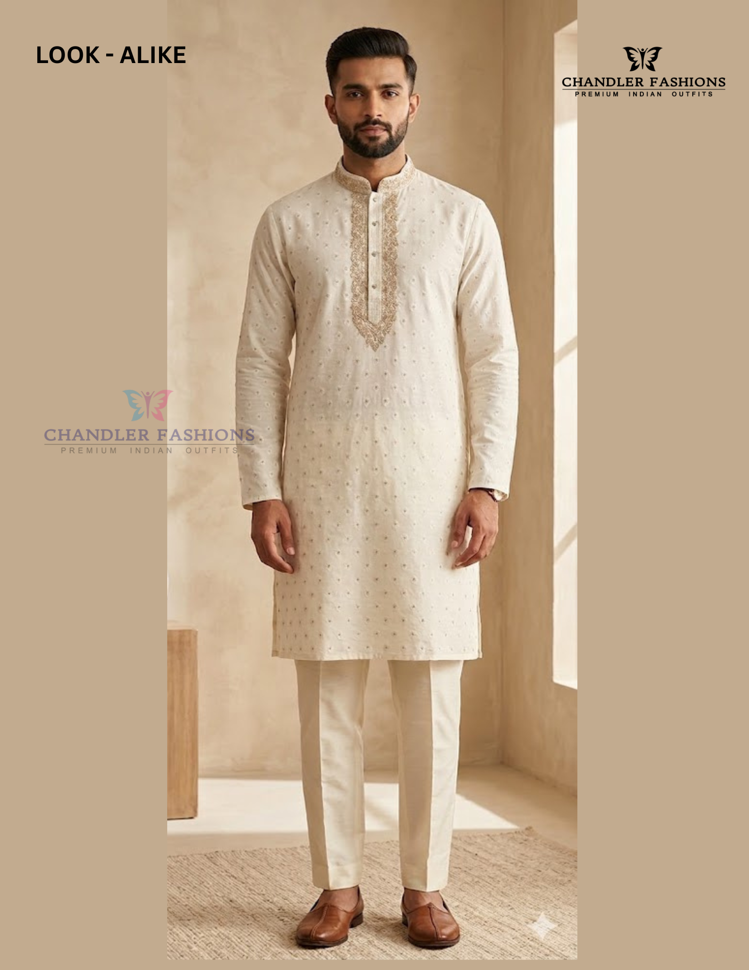 Charming White Color Jacquard  With Zardozi Work Kurta Pajama For Men