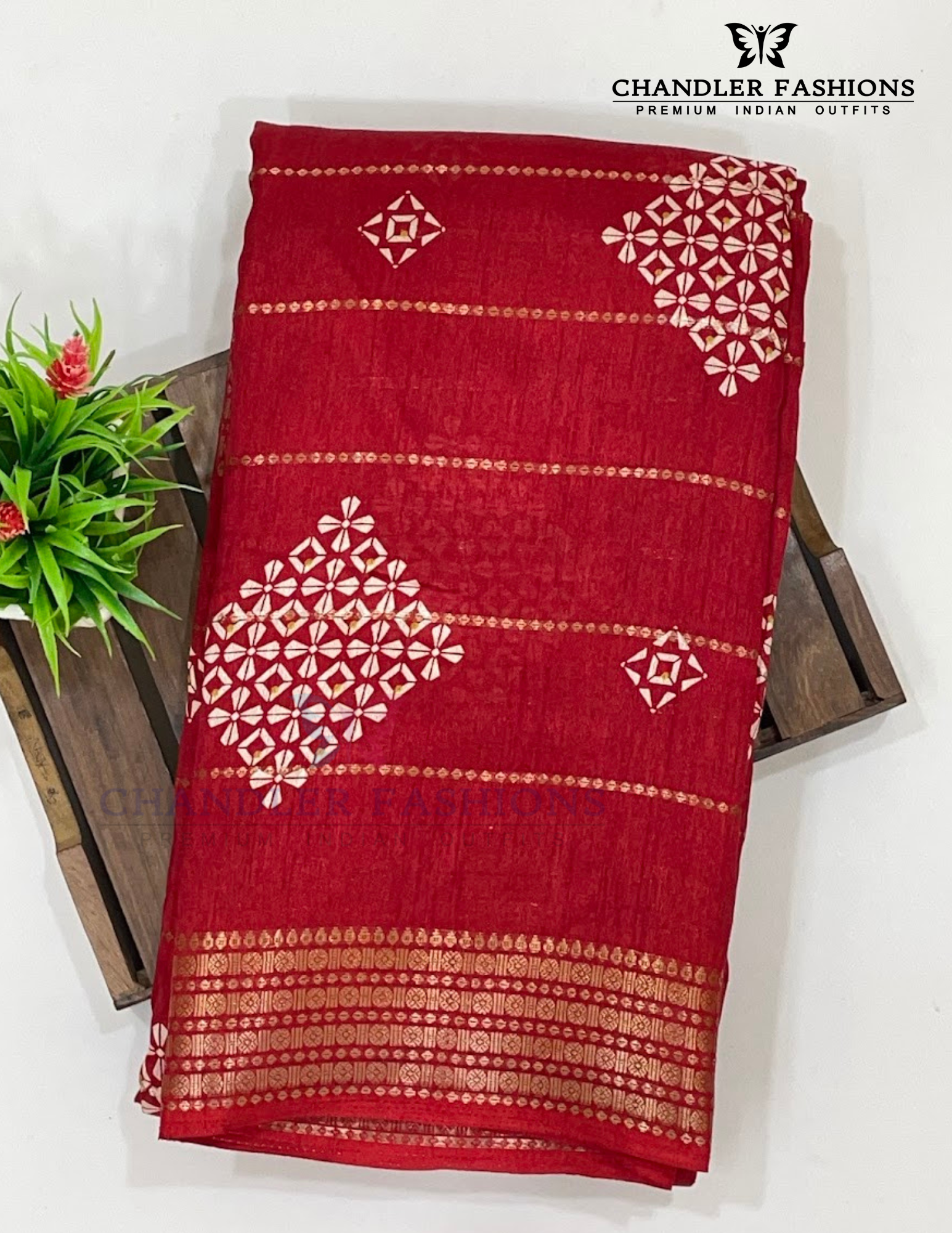 Wonderful Red Color Chiffon Silk Saree Near Me