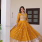 Ravishing Yellow Color Georgette Embroidery With Sequins Work Lehenga Choli For Women