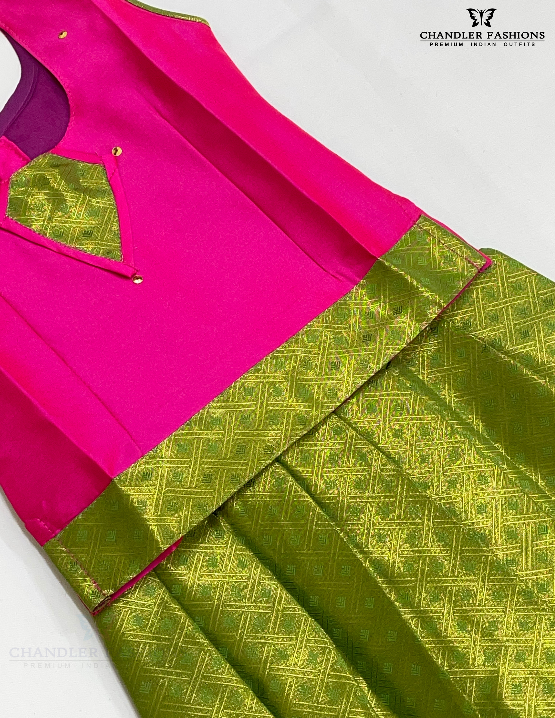 Alluring Pink Colored Self Design Silk Langa Sets In Tucson