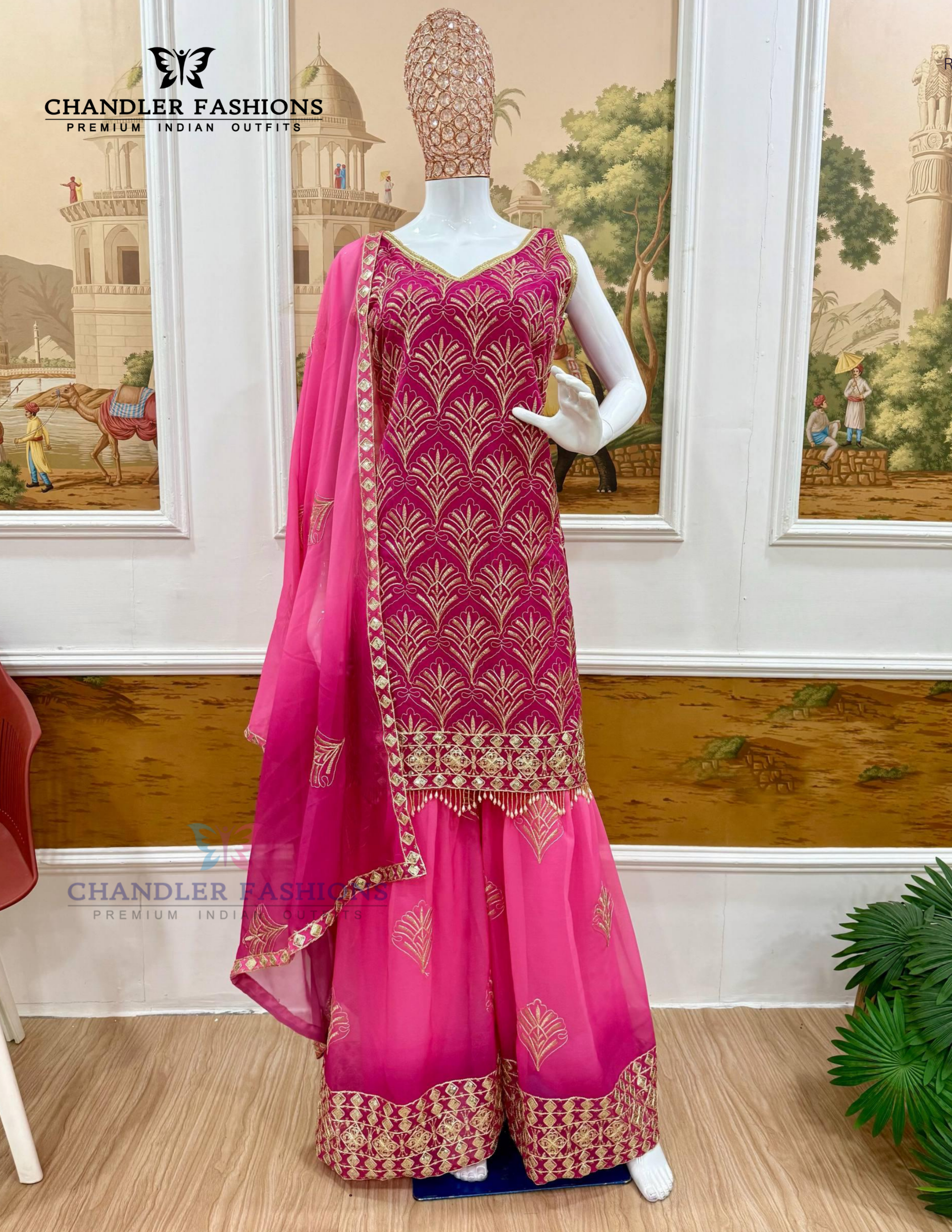Rangoli Silk Palazzo Suits With Embroidery Work In Yuma