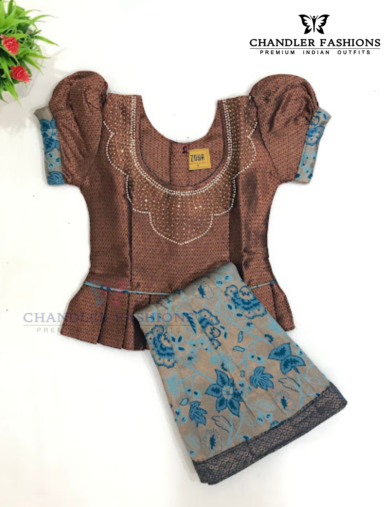 Elegant Maroon Color Art Silk Langa Set With Stone And Zari Work In USA