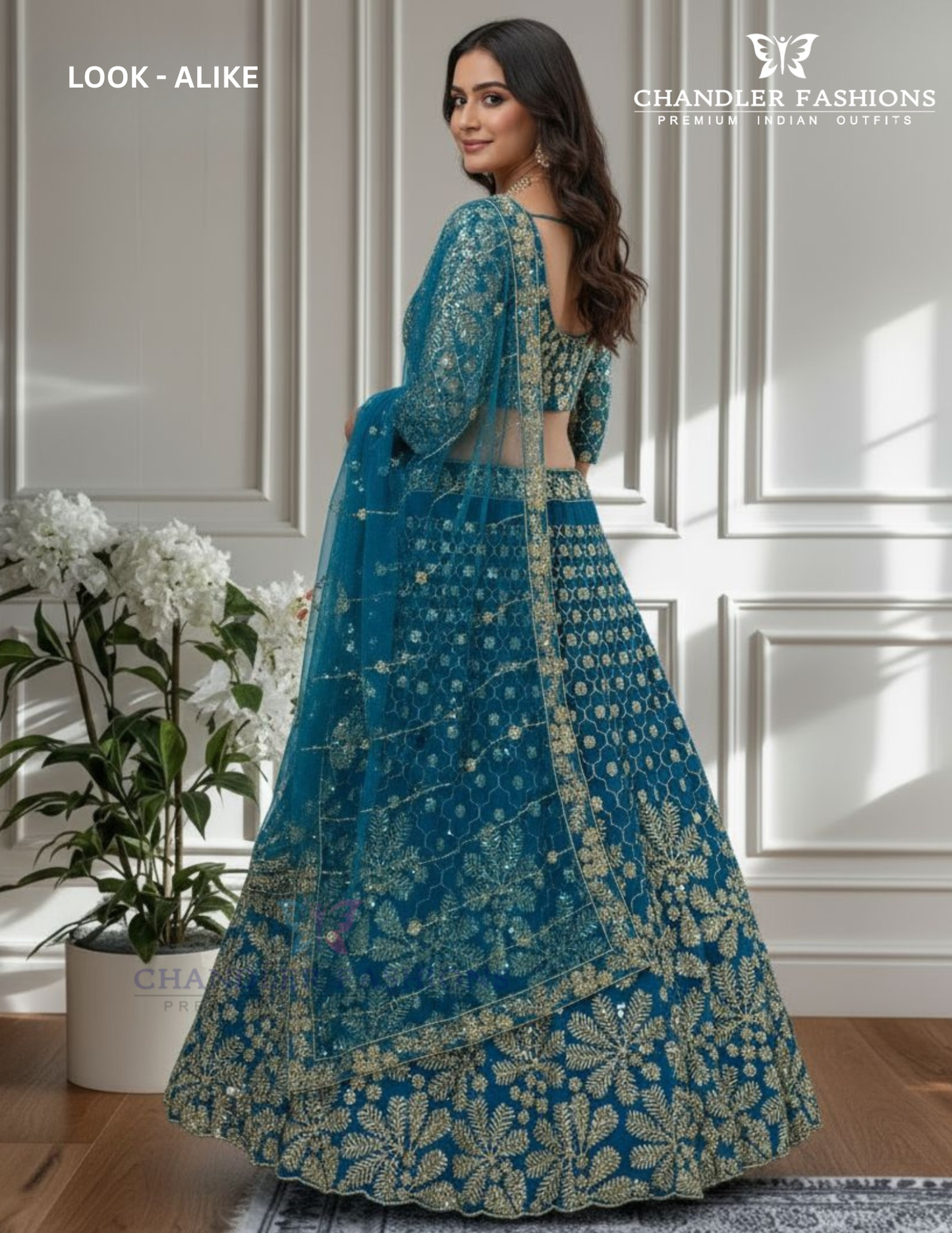 Sky Blue Color Zari Work Lehenga In Suncity