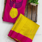 Pleasing Pink And Yellow Colored Silk Langa Sets With Stone Work In USA