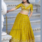 Yellow Color Chinon With Embroidery And Zari Work Lehenga Choli With Dupatta In USA