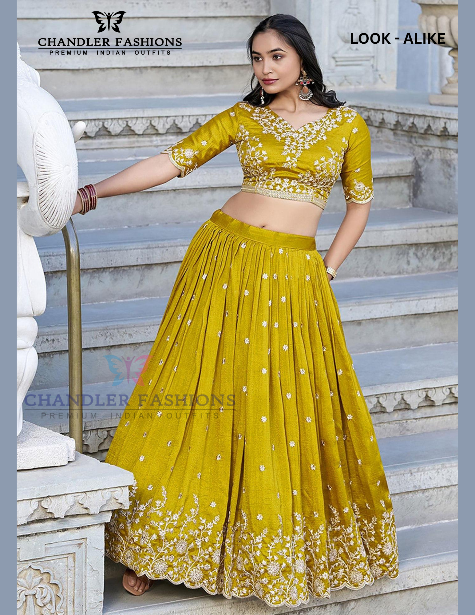 Yellow Color Chinon With Embroidery And Zari Work Lehenga Choli With Dupatta In USA