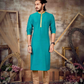 Elegant Firozi Color Slub Silk Kurta Suits With Pajama Set For Men's