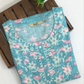 Sky Blue Color Cotton With floral And Embroidery Work Kurti In USA
