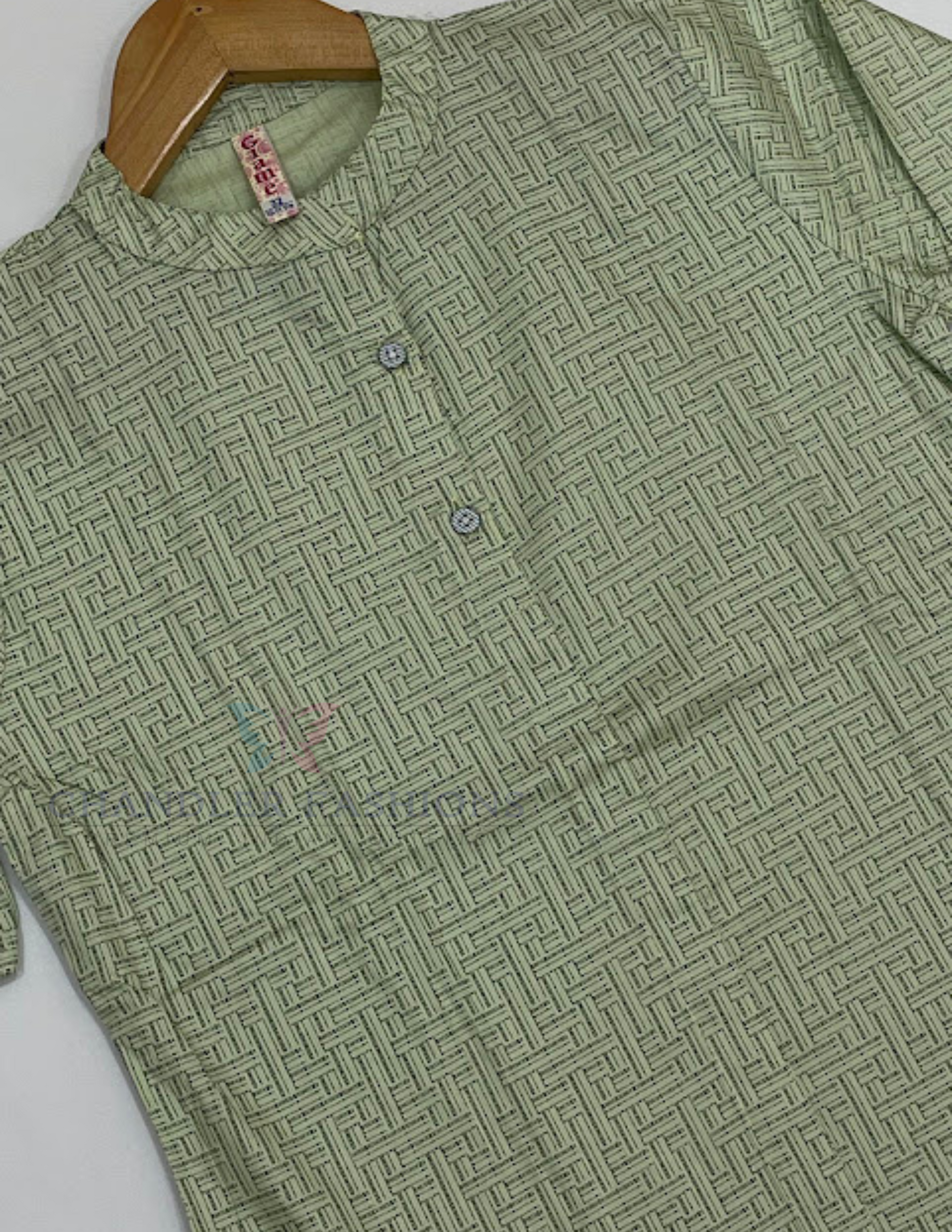 Pista Green Color Cotton Kurti With Printed Work In Tempe
