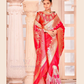 Gorgeous Pink Colored Printed Work Banarasi Soft Silk Designer Sarees For Women