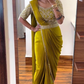 Gorgeous Lime Green Color Chinon Ready To Wear Saree Near Me