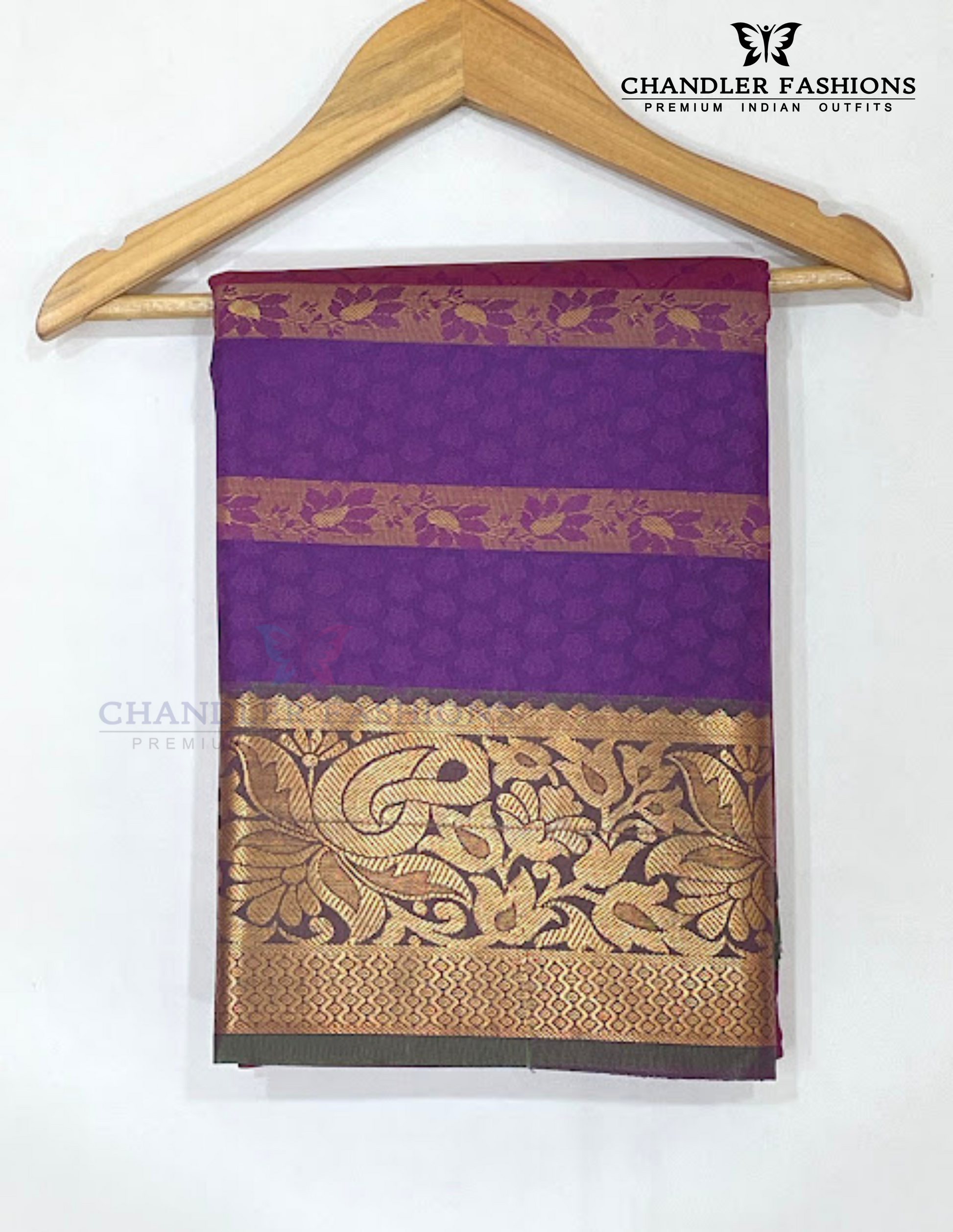 Stunning Purple Color Pure Kanchi Silk Zari Border Work Saree In USA