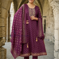 Alluring Purple Color Rayon With Embroidery Work Salwar Suits For Women