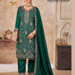 Amazing Green Color Vichitra Silk With Heavy Embroidery Work Salwar Suits For Women