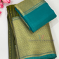 Gorgeous Olive Green Color Pure Kanchi Silk With Rama Green Pallu And Gold Zari With Tradition Motifs Border Work Saree For Women - SILKMARK CERTIFIED
