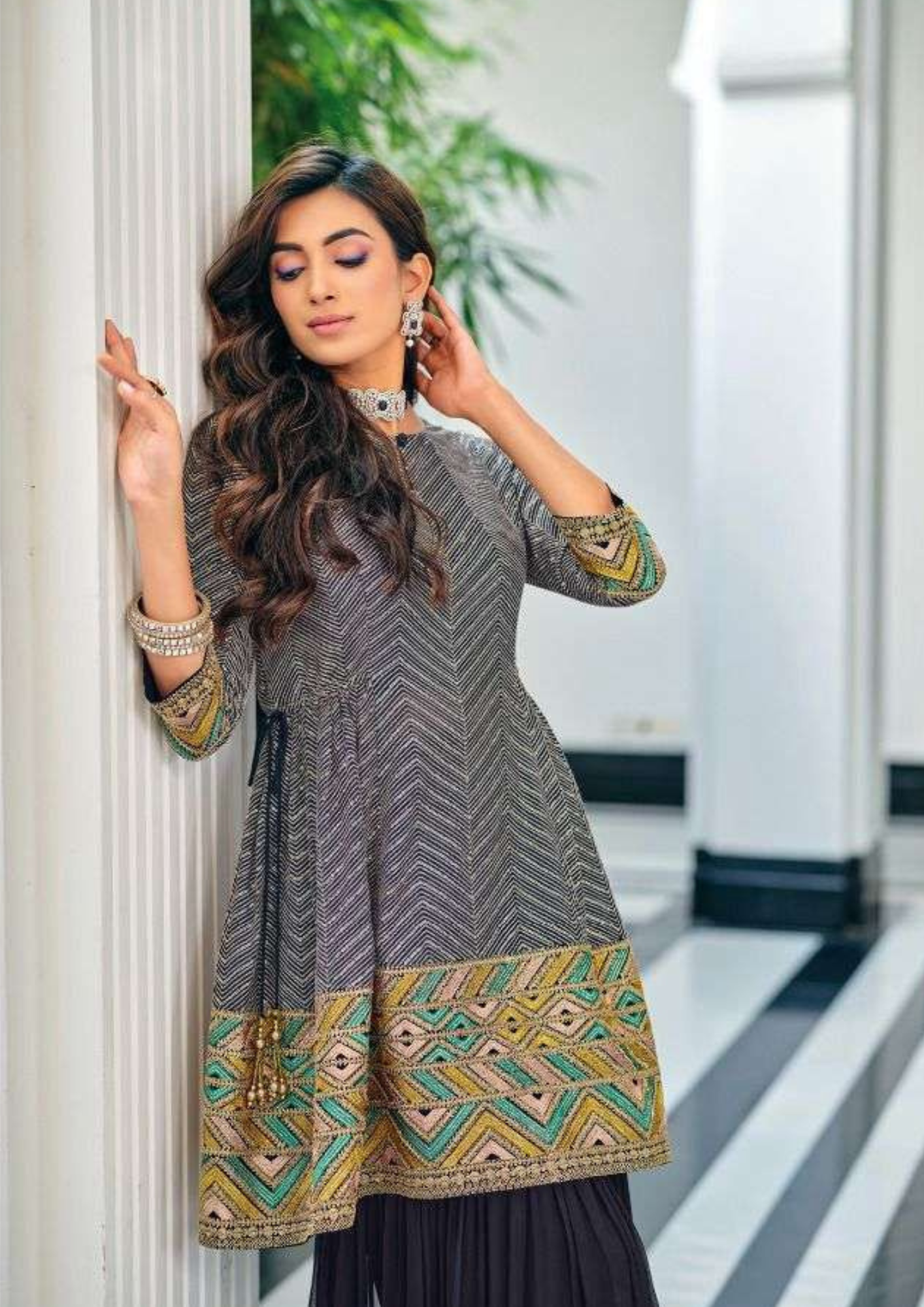 Alluring embroidery work front & back Kurti Suits In USA