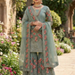 Amazing Light Green Color Fendi Silk With Heavy Embroidery And Sequins Work Sharara Suits For Women