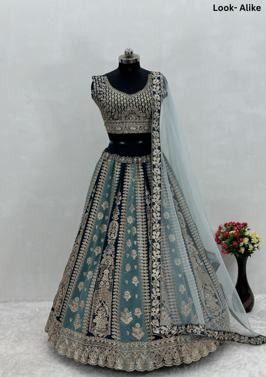 Alluring Blue Colored Heavy Embroidery And Hand Work Lehengas With Dupatta Set