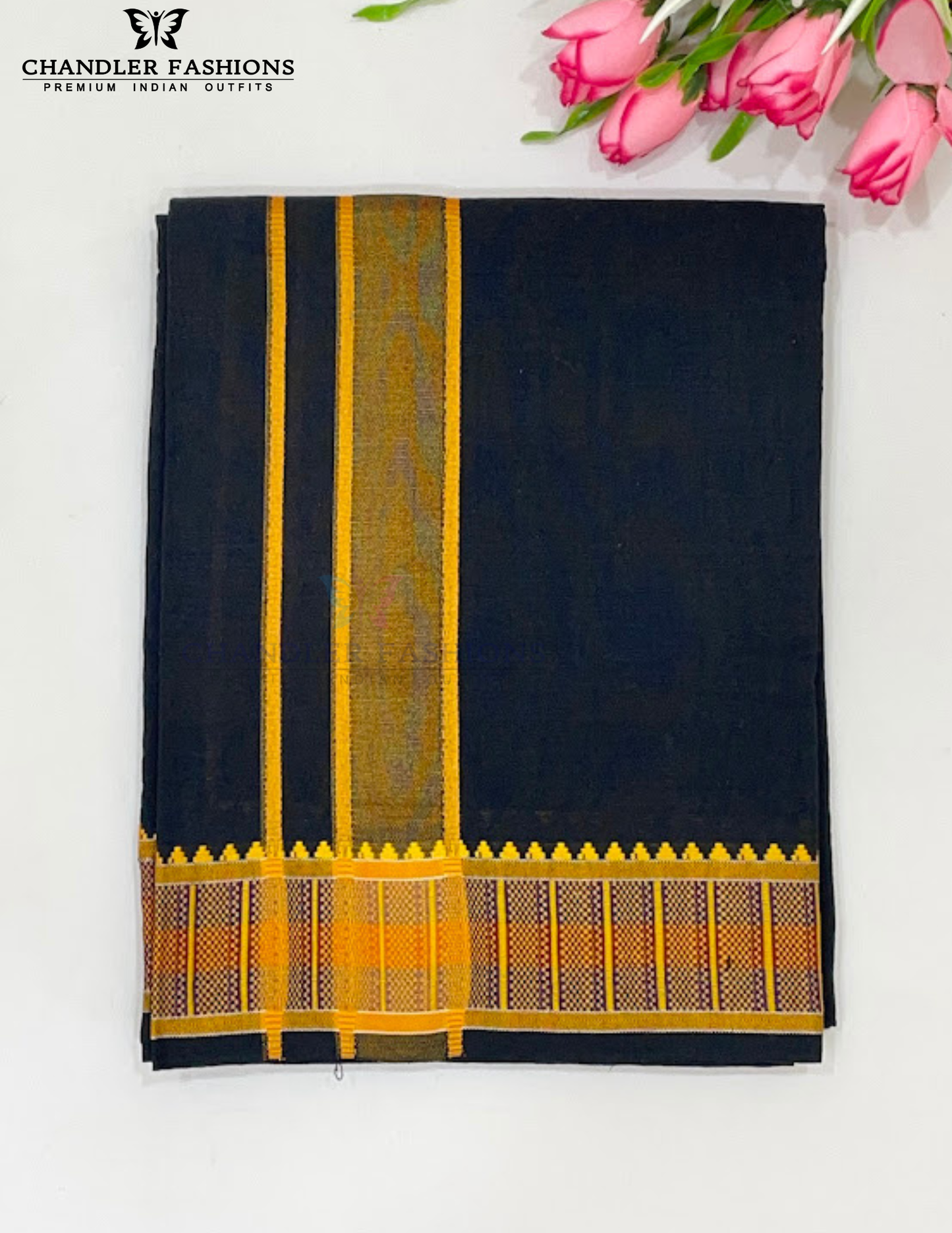 Charming Black Color Cotton Dhoti For Men