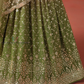 Green Color With Sequins And Zari Embroidery Lehenga In Mesa