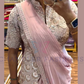 Light Pink Color Ready To Wear Chinon Embroidery Saree In USA