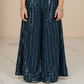 Blue Color Georgette With Embroidery And Sequins Work Palazzo Suits In USA