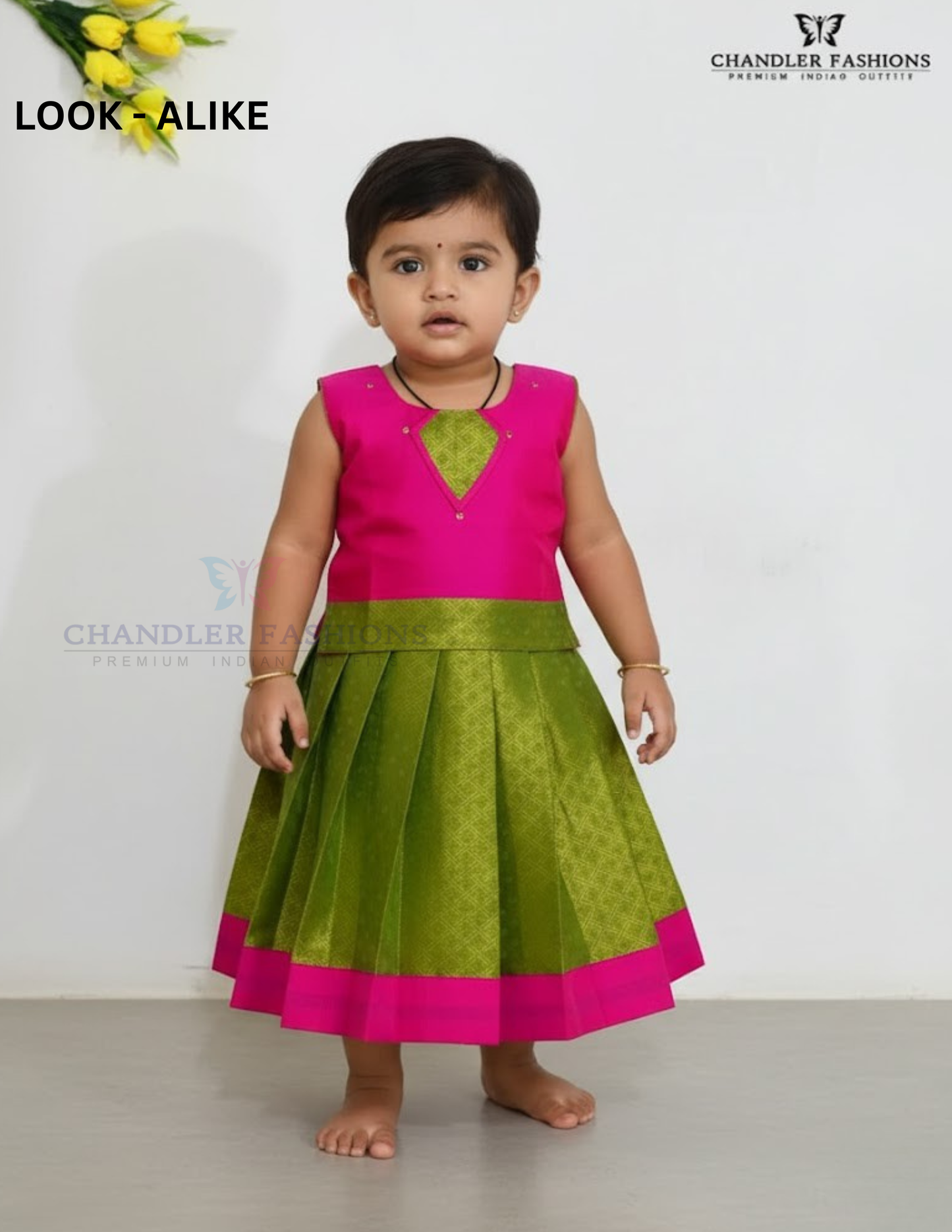 Alluring Pink Colored Self Design Silk Langa Sets