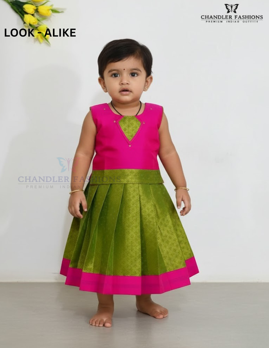 Alluring Pink Colored Self Design Silk Langa Sets