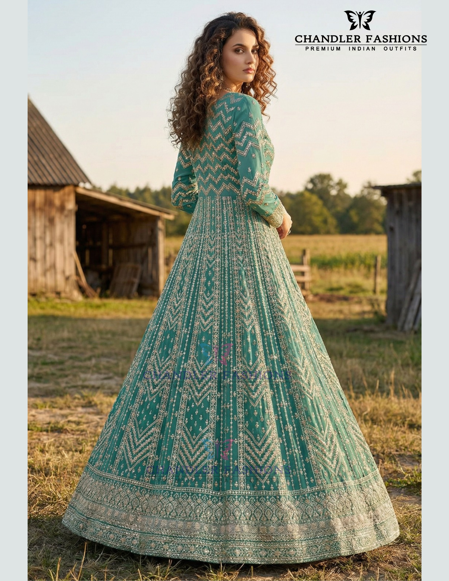 Teal Green Color Premium Georgette With Heavy Zari And Thread Embroidery Work Near Me