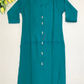 Charming Rama Green Color Self Design Cotton Kurti For Girls